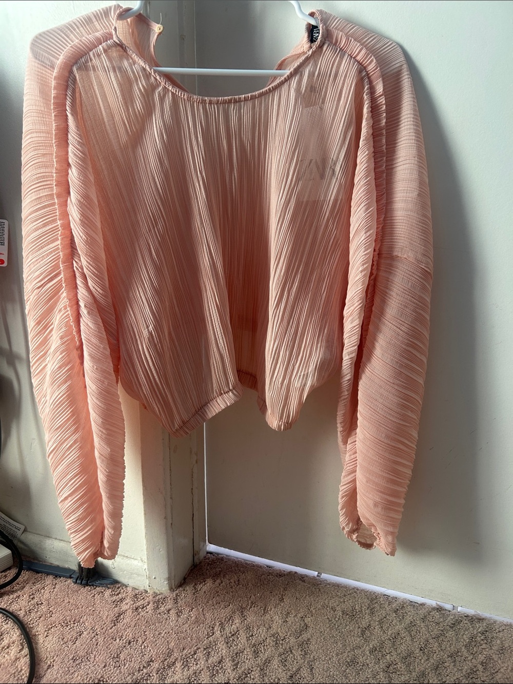Zara Light Peach Pleated Blouse